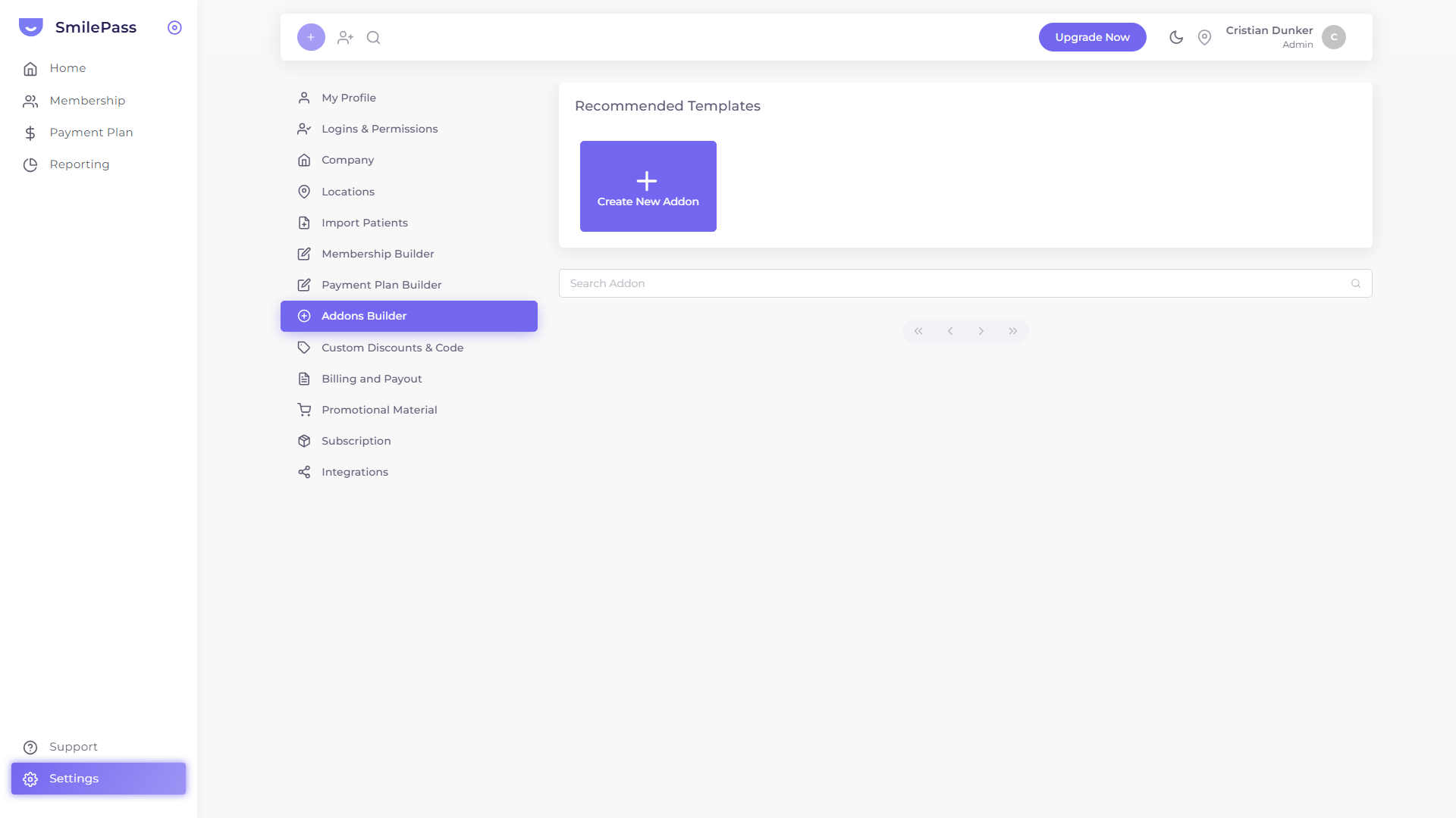 Open the Addons Builder