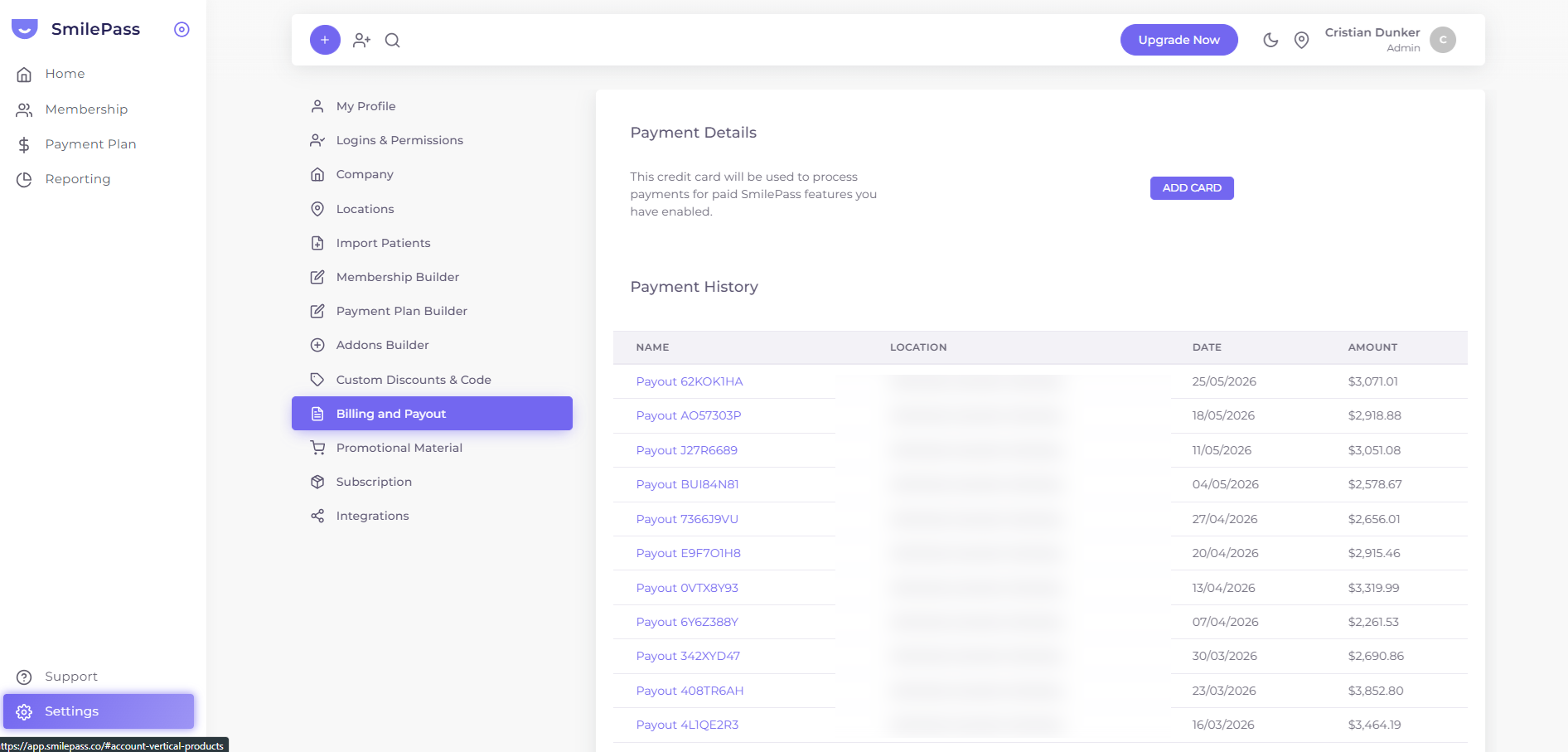 Payment Details — your card