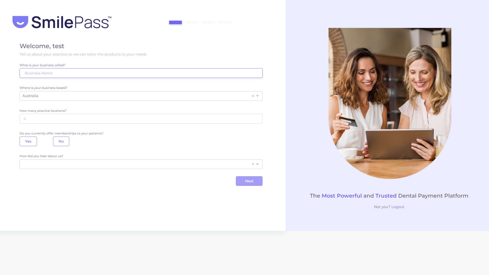 Step 1 — Tell us about your practice