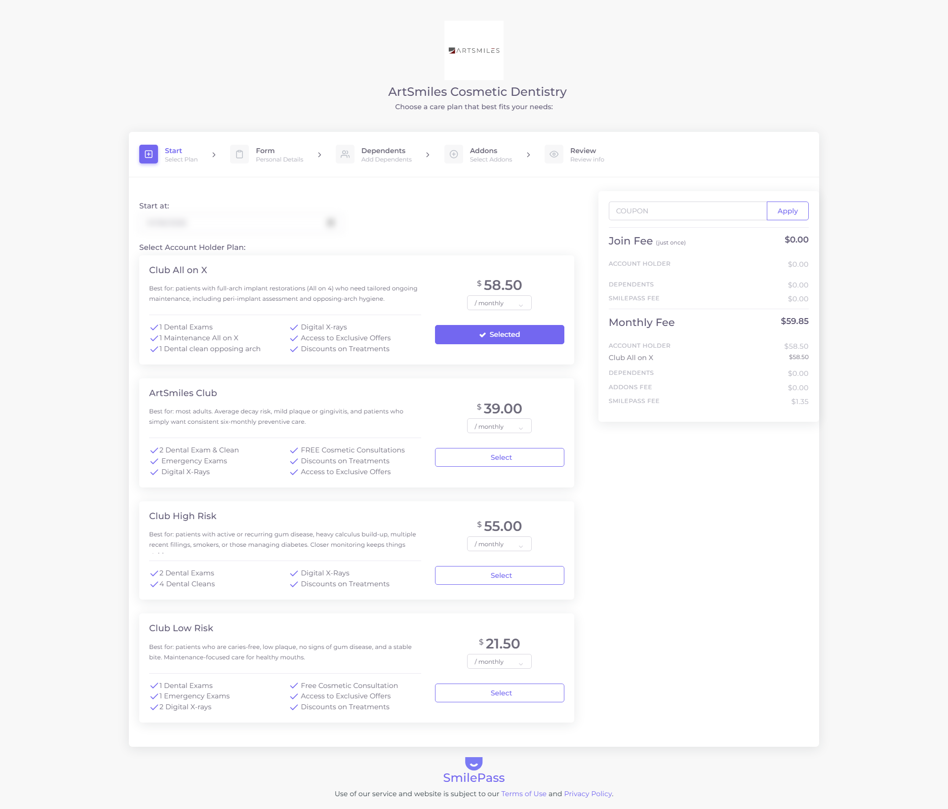 Step 1 — Choose a plan
